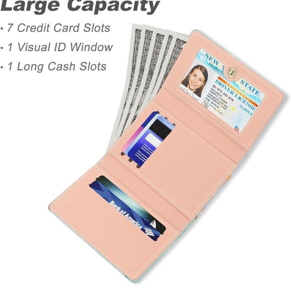 NWT.Broadway Credit Card Slim Wallet with 7 Card Slots & ID Window. Explore Now! - Picture 3 of 7